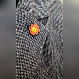Orange Petal Flower Lapel Pin